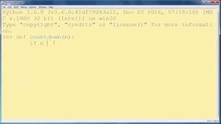 Recursive function in Python programming language example countdown function