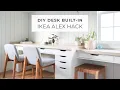 Ikea Alex Desk Hack DIY Desk Built-in with Alex Drawers and Ekby Alex Shelves