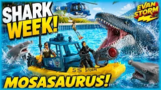 Shark Week: Evan Storm's Pretend Play with Mosasaurus!