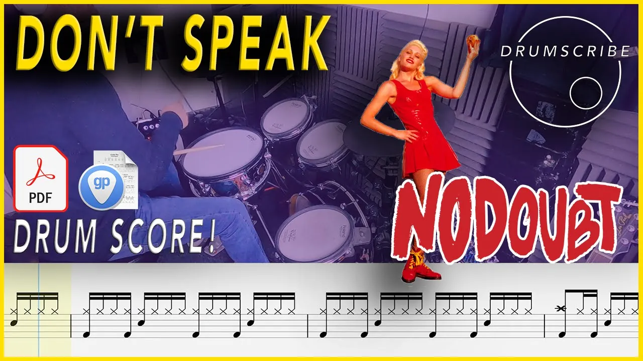 Don't Speak - No Doubt | Drum SCORE Sheet Music Play-Along | DRUMSCRIBE