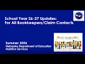 2026-2027 Annual Bookkeeper Training Part 1 School Nutrition Program Updates