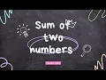 sum of 2 numbers in java logic for adding two numbers