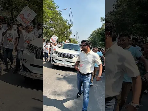 মহাসচিবের গাড়ি নিরাপত্তা দিতে গিয়ে গাড়ির সাথে দৌড়ালেন  যুবদলের নয়ন।