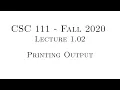 C Programming Fall 2020 - Lecture 1 02