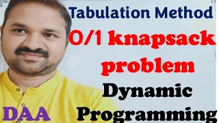Knapsack Problem Using Dynamic Programming Tabulation Method DAA Algorithms Example1