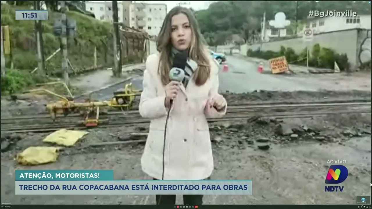 Atenção, motoristas: trecho da rua Copacabana está interditado para obras