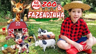 Fazendinha do Felipe Canopf - Brincando com animais da fazenda e com animais do zoológico - Toy Farm