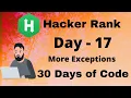 Hacker Rank 30 days of code in C Day 17 More Exceptions code solution