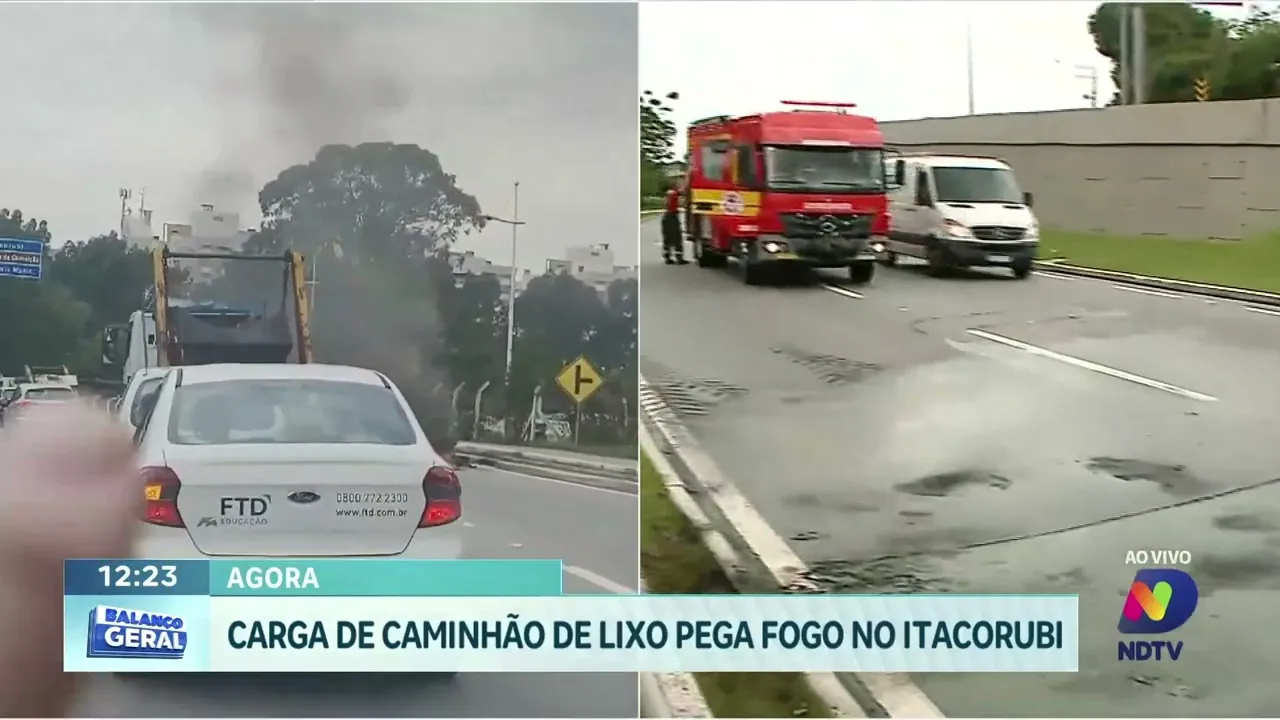 Incidente em Florianópolis: carga de caminhão de lixo pega fogo no Itacorubi