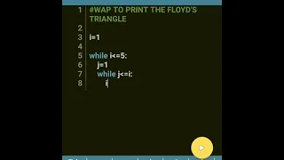 Python program to print the FLOYD S TRIANGLE