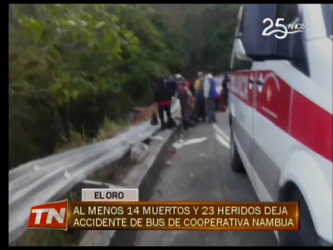Al menos 14 muertos y 23 heridos deja accidente de bus de Cooperativa Nanbija