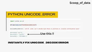 How to fix unicode Decode error in python Solve Unicode Decode issue in pandas python