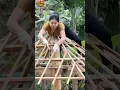 Download Lagu The girl built herself a wooden tea room. #craft #survival #bamboo1 #diy #bamboohouse #farming