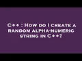 C How do I create a random alpha-numeric string in C