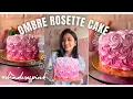 Pink Ombre Rosette cake Ombre cake Rosette cake Beautiful ombre cake design Simple cake