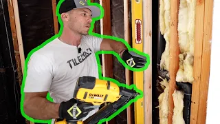 Get Walls FLAT for TILE INSTALLATION - - Furring Strips Sister Studs and Cardboard Shims