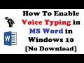 How To Enable Voice Typing in MS Word in Windows 10 No Download