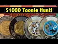 On the Hunt for RARE COLOURFUL Toonies Coin Roll Hunting Canadian 2 Coins