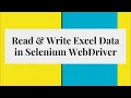 Read Write Excel Data in Selenium WebDriver