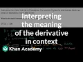 Interpreting the meaning of the derivative in context AP Calculus AB Khan Academy