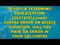 PDOException SQLSTATE 42000 Syntax error