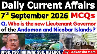 7th September 2026 Current Affairs🔥 | Daily MCQs | Today’s Most Important MCQs #currentaffairs2026