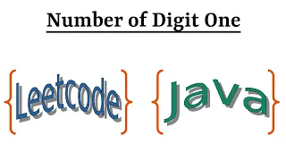Leetcode Question 233 Number of Digit One in Java