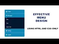 Interactive Menu Design using HTML CSS Modern Navigation UI Responsive CSS Menu Animation