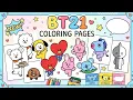 BT21 Coloring Pages Cute Printable Coloring Pages for Kids K-Pop Fans