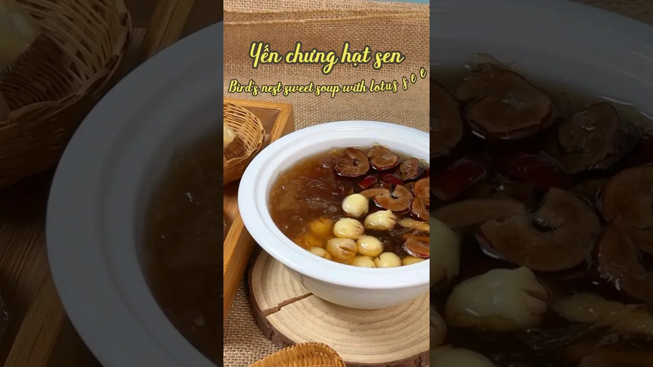 Birds nest sweet soup with lotus seeds