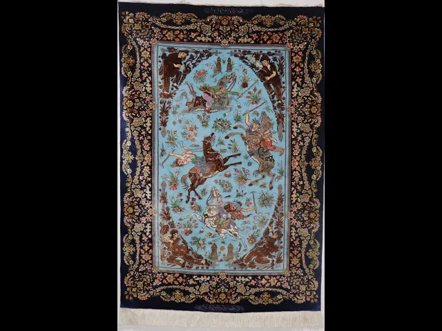 Sadegzadeh Workshop Polo Match Design (Chogan) Sky Blue x Navy 85x128cm (ID8036)