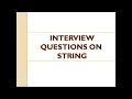 TOP JAVA INTERVIEW QUESTIONS AND PROGRAMS ON STRING 2019 FOR BOTH FRESHERS EXPERIENCED CANDIDATES