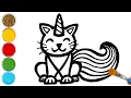 Cat Unicorn Drawing Painting and Coloring for Kids Toddlers Let s Draw Paint Together