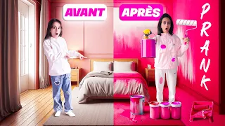 PRANK : ON TRANSFORME LA CHAMBRE DE NOTRE MÈRE TOUT EN ROSE