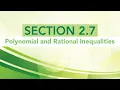 2 7 Polynomial and Rational Inequalities