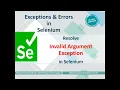 Resolve Invalid Argument Exception in Selenium org openqa selenium InvalidArgumentException