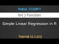 Simple Linear Regression in R R Data Science Tutorial 11 1 c1