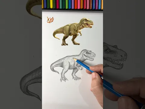 كيف رسم ديناصور 🦖 بأقلام رصاص #drawing #art #رسم