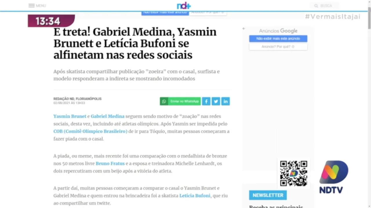 O surfista Gabriel Medina e a esposa Yasmin Brunet estão envolvidos em nova confusão