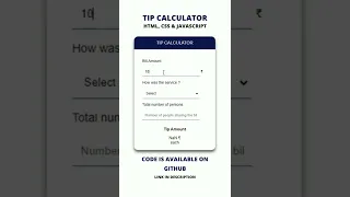 Tip Calculator Using HTML CSS JAVASCRIPT
