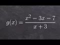 Graphing a rational function with a slant asymptote