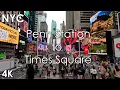 NYC walk from 34th Street Penn Station to Times Square 4K