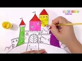 How to Draw a Castle Coloring Pages Kids Songs Learn Drawing Art Colours for Children