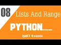 IgaICT Rwanda 08 - Lists And Range Muri Python Programming Kinyarwanda 2020