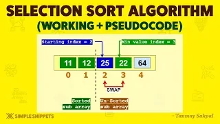 Selection Sort Algorithm How Selection Sort Works with Example Part - 1 Sorting Algorithms DS