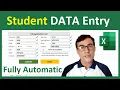 Fully Automatic Data Entry form in excel Student data entry software in excel