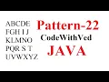 Pattern - 22 Character Print in pattern A TO Z print in pattern program Code With Ved A to Z