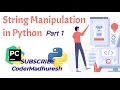 String Manipulation in Python Part 1 in Hindi Python lecture 10 index slices traversing