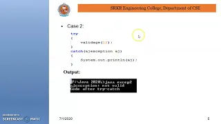 Exception handling in JAVA -