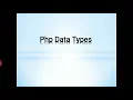 B Sc II PHP and MySql - data types in php
